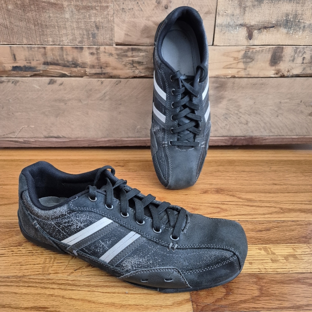 Skechers Black Distressed Leather Lace Up Sneaker Oxford Shoes Mens Size 11.5